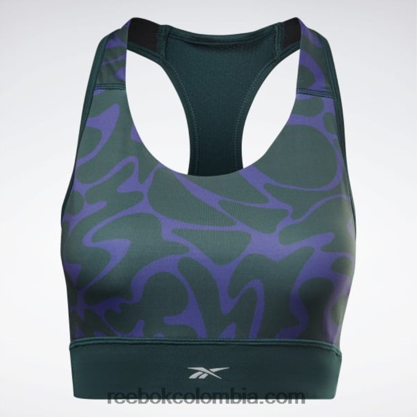 mujer bosque verde sujetador deportivo con estampado de running Reebok D260LP690