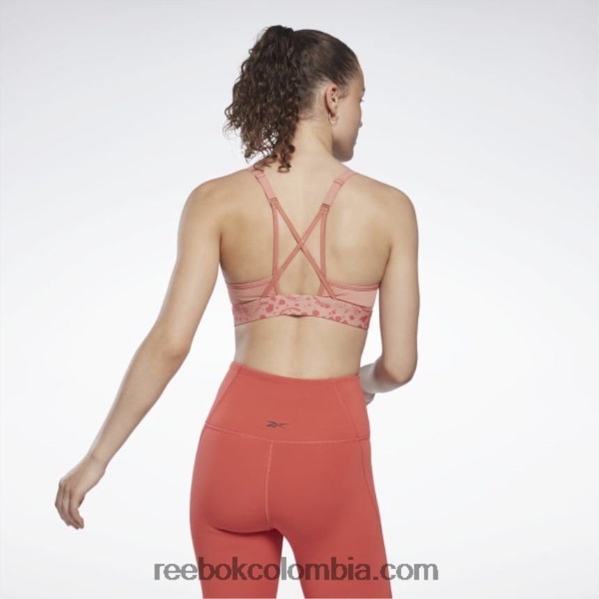 mujer cañón de coral Sujetador deportivo lux con tiras y estampado safari moderno Reebok D260LP813