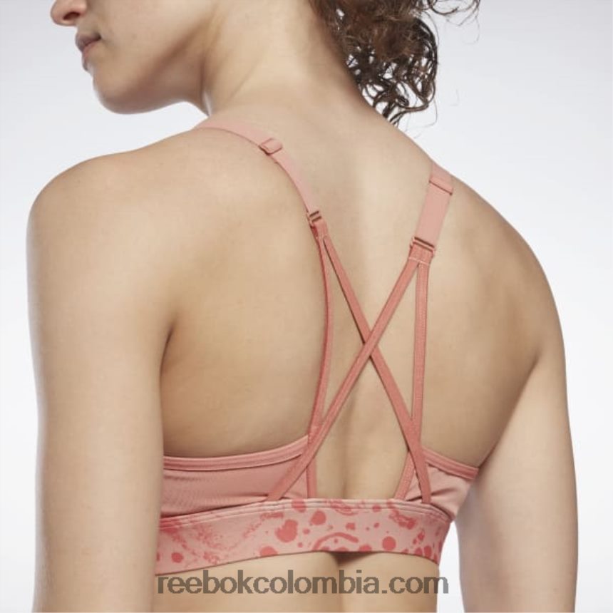 mujer cañón de coral Sujetador deportivo lux con tiras y estampado safari moderno Reebok D260LP813