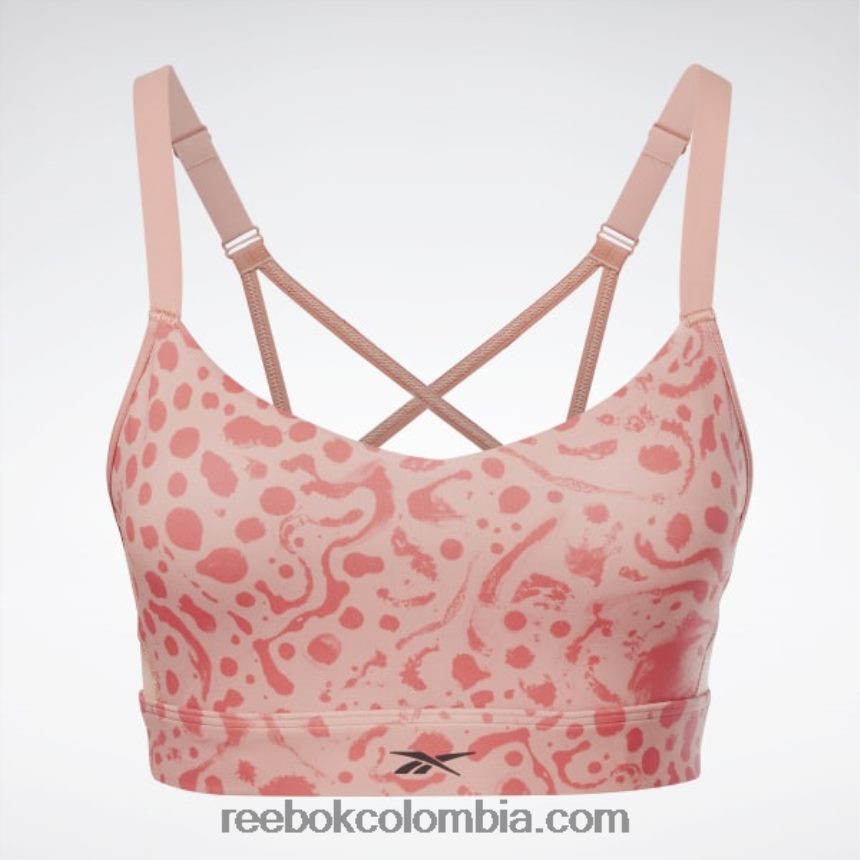 mujer cañón de coral Sujetador deportivo lux con tiras y estampado safari moderno Reebok D260LP813