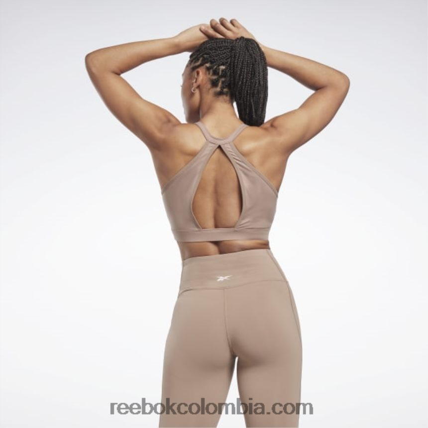 mujer gris pardo sujetador deportivo de línea larga de yoga Reebok D260LP659