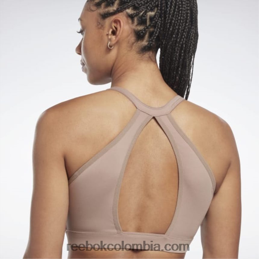 mujer gris pardo sujetador deportivo de línea larga de yoga Reebok D260LP659