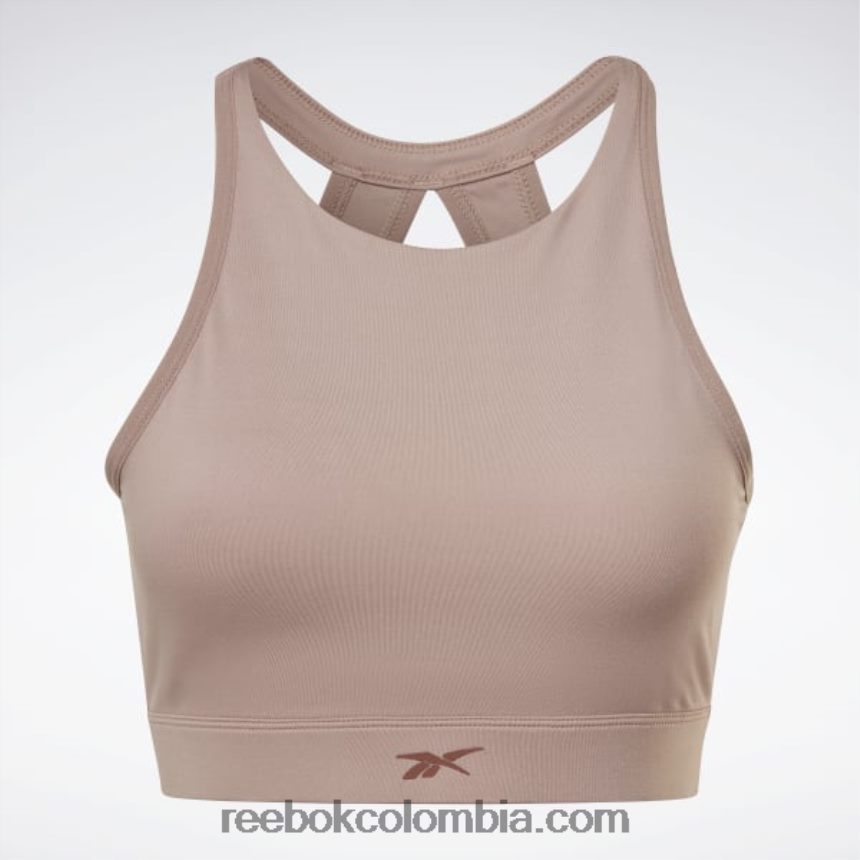 mujer gris pardo sujetador deportivo de línea larga de yoga Reebok D260LP659