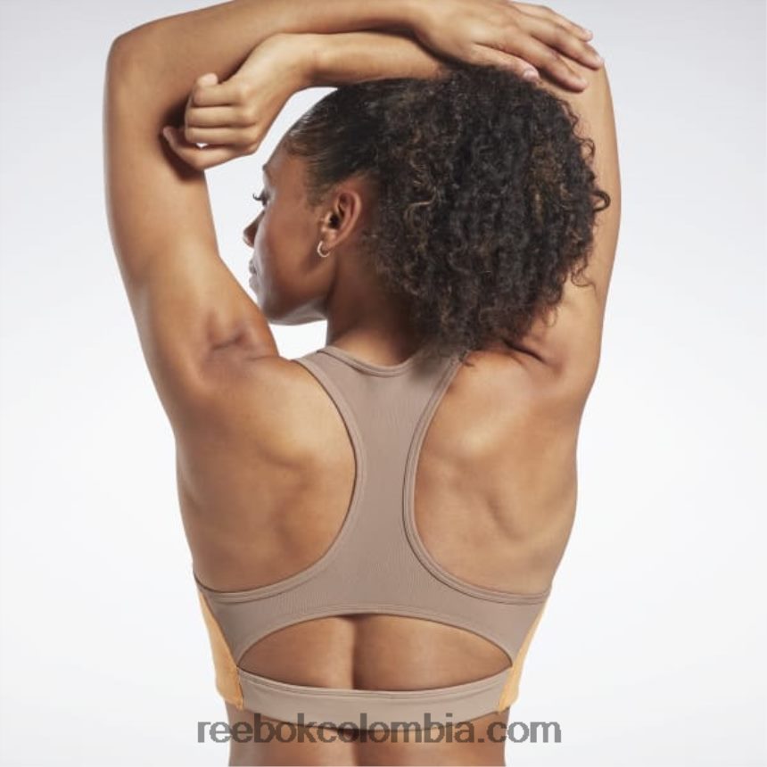 mujer gris pardo sujetador lux racer con diseño colour block y relleno Reebok D260LP682