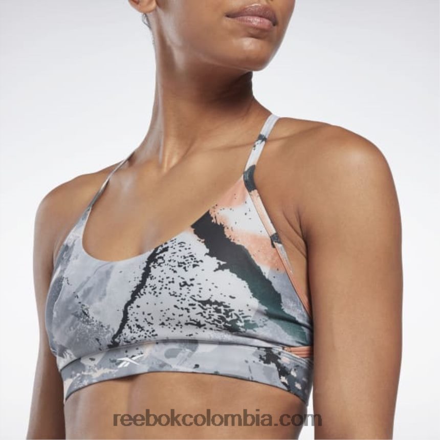 mujer gris puro 3 sujetador lux con tiras y estampado integral Reebok D260LP508