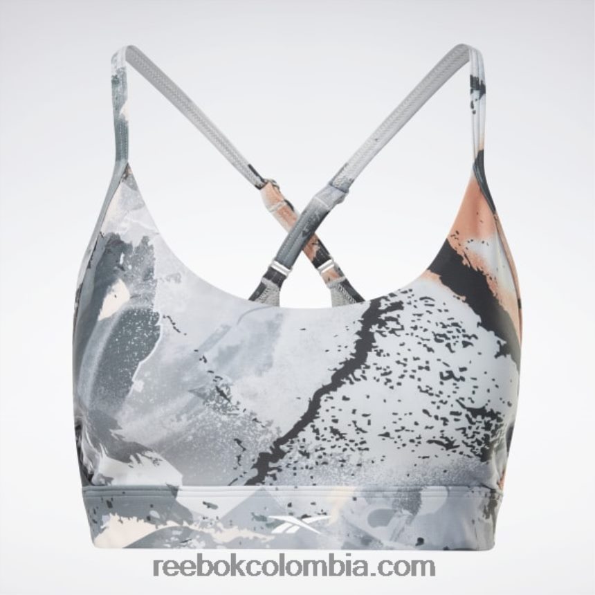 mujer gris puro 3 sujetador lux con tiras y estampado integral Reebok D260LP508