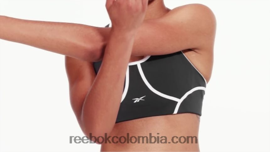 mujer negro brasier lux racer con diseño colour block y relleno Reebok D260LP499