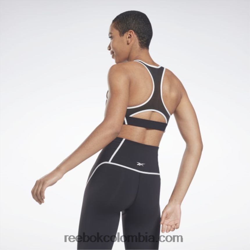 mujer negro brasier lux racer con diseño colour block y relleno Reebok D260LP499
