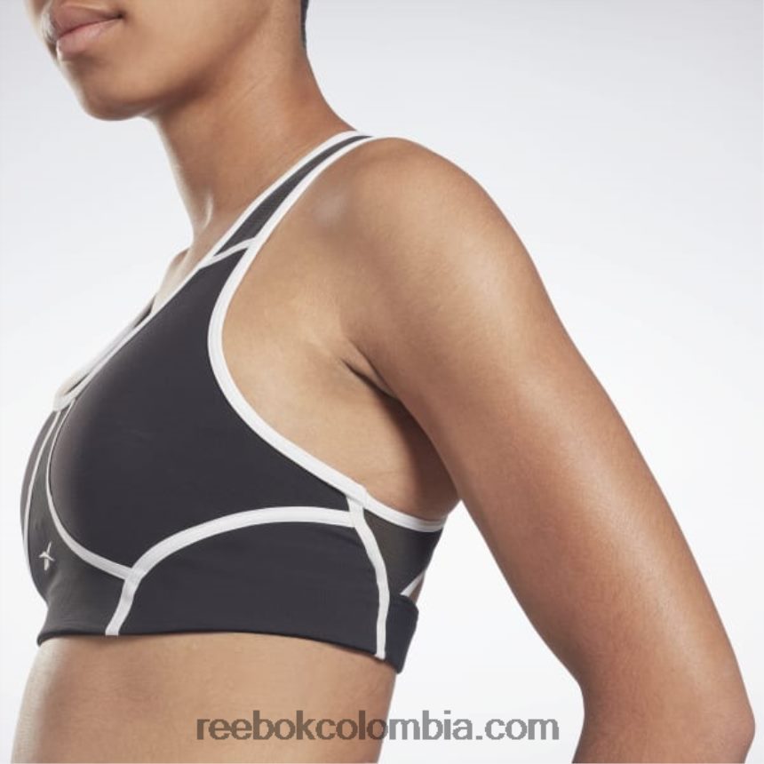 mujer negro brasier lux racer con diseño colour block y relleno Reebok D260LP499