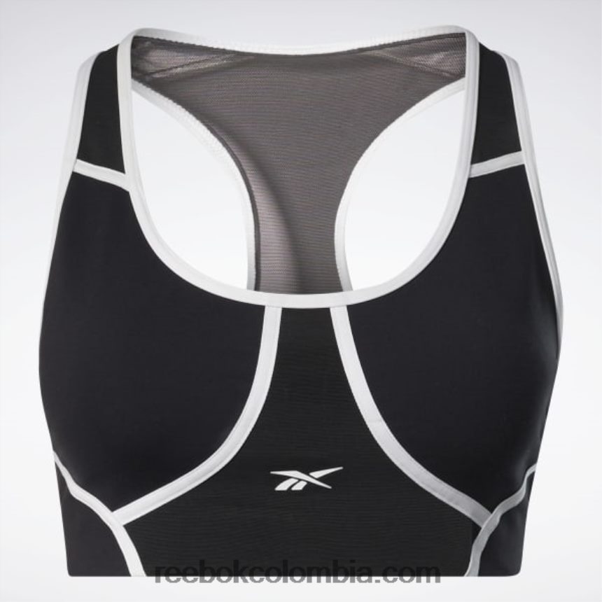 mujer negro brasier lux racer con diseño colour block y relleno Reebok D260LP499