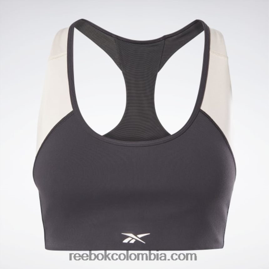 mujer negro/estuco sujetador deportivo lux racer con relleno colorblock Reebok D260LP605