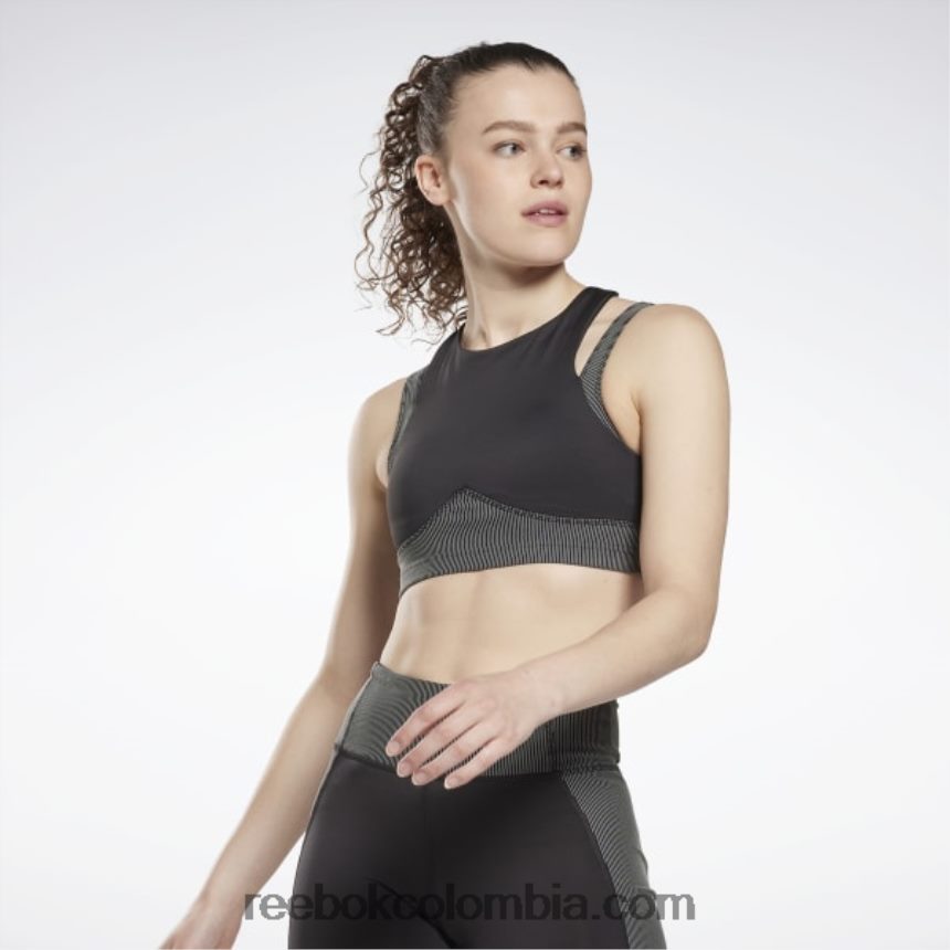 mujer negro sujetador con capas de estudio Reebok D260LP600