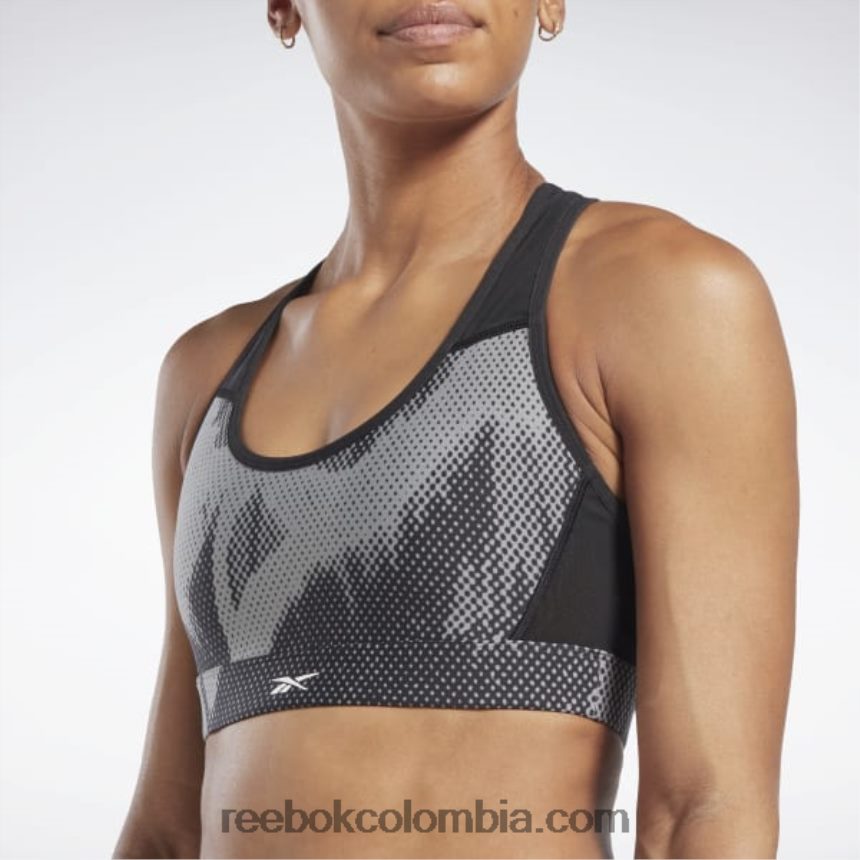 mujer negro sujetador deportivo con estampado completo lux perform Reebok D260LP791