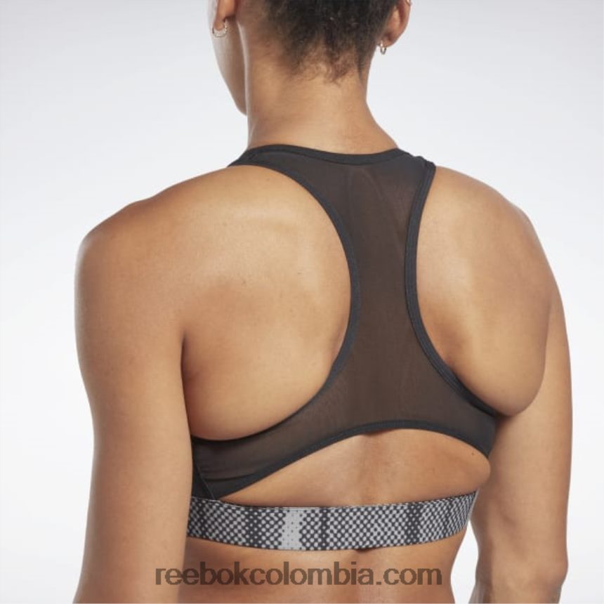 mujer negro sujetador deportivo con estampado completo lux perform Reebok D260LP791