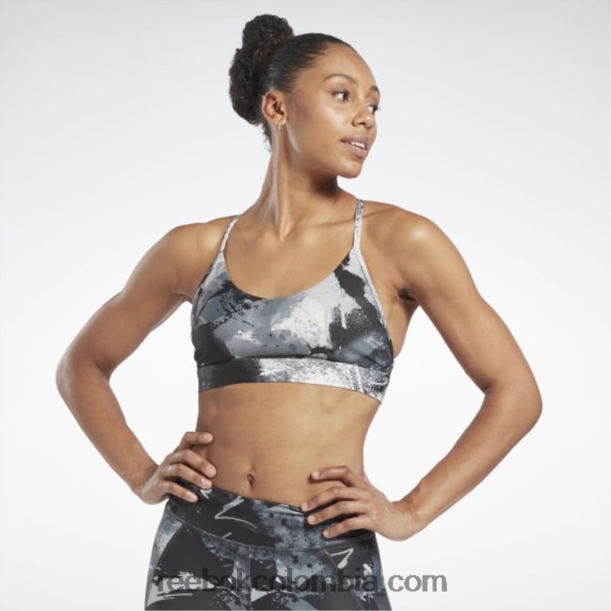 mujer negro sujetador lux con tiras y estampado integral Reebok D260LP715
