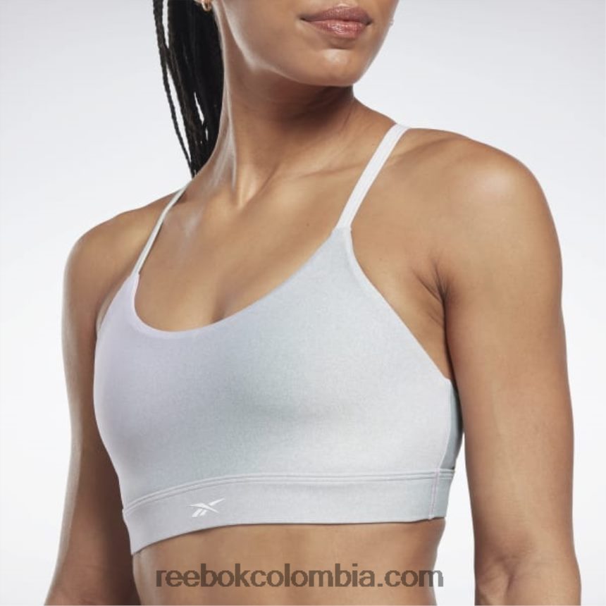 mujer oasis morado sujetador deportivo de yoga con tiras Reebok D260LP726