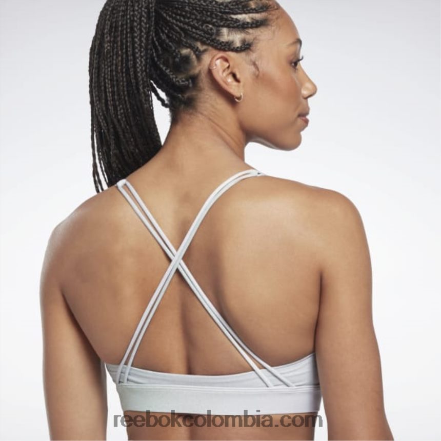 mujer oasis morado sujetador deportivo de yoga con tiras Reebok D260LP726