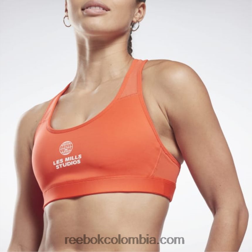 mujer rojo dinámico sujetador deportivo de sujeción media les mills lux racer Reebok D260LP870