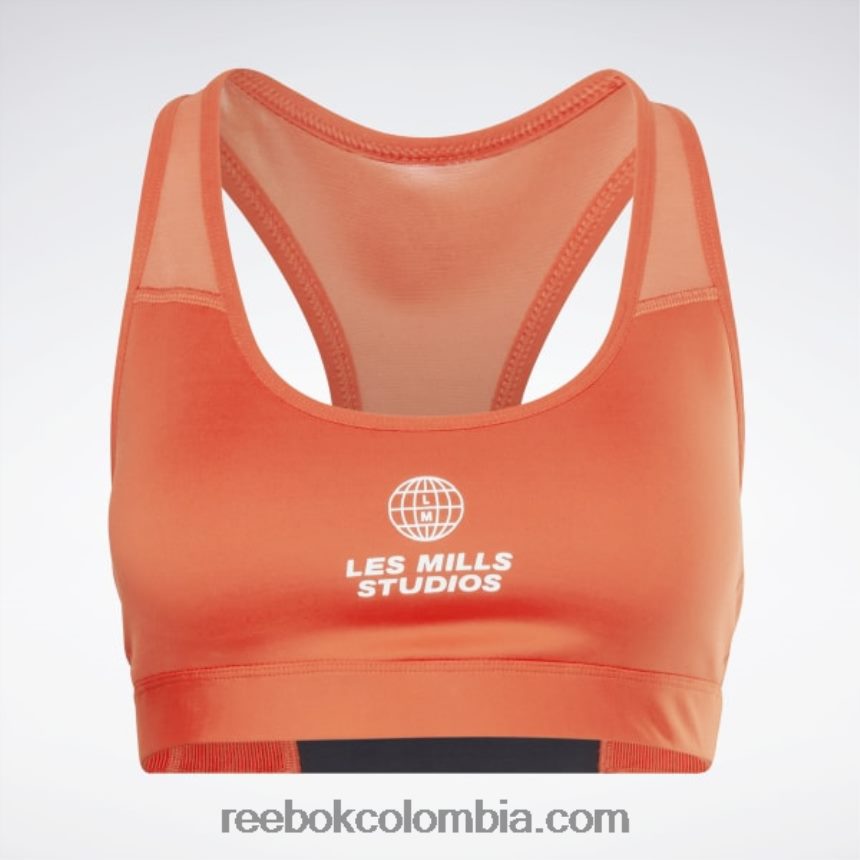 mujer rojo dinámico sujetador deportivo de sujeción media les mills lux racer Reebok D260LP870