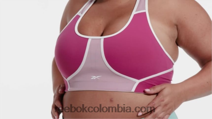 mujer rosa semi orgulloso Sujetador lux racer con relleno colorblock (talla grande) Reebok D260LP804