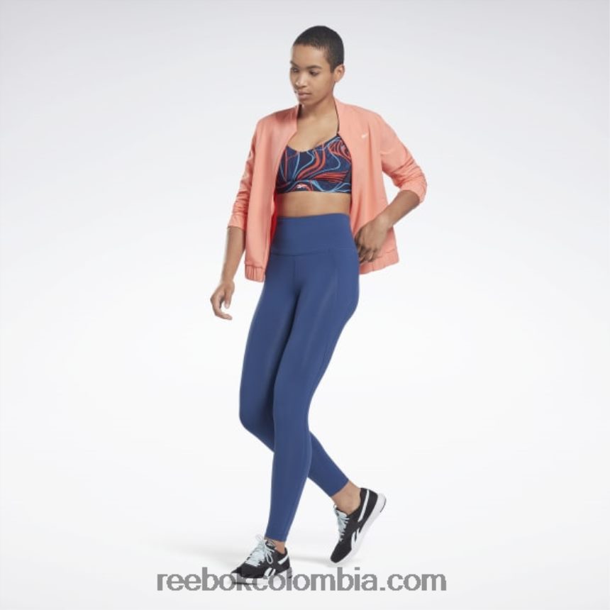mujer vector de la marina sujetador deportivo lux con tiras y estampado natural Reebok D260LP695