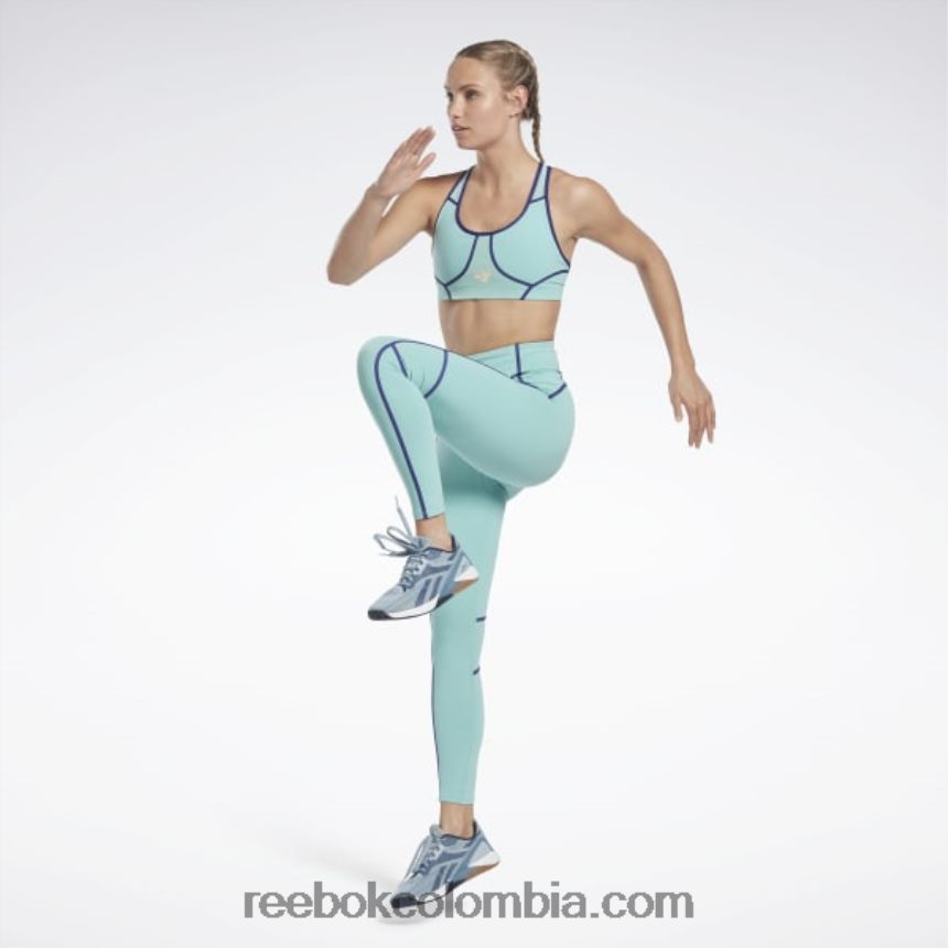 mujer verde azulado semi clásico sujetador Les Mills con bloques de color Reebok D260LP635