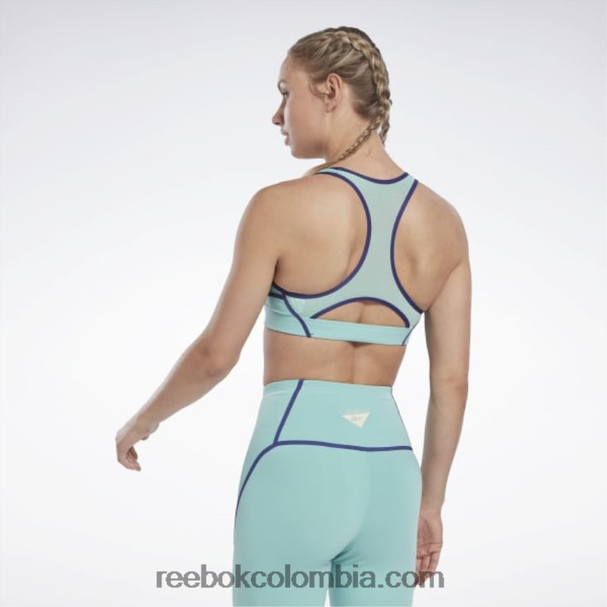 mujer verde azulado semi clásico sujetador Les Mills con bloques de color Reebok D260LP635