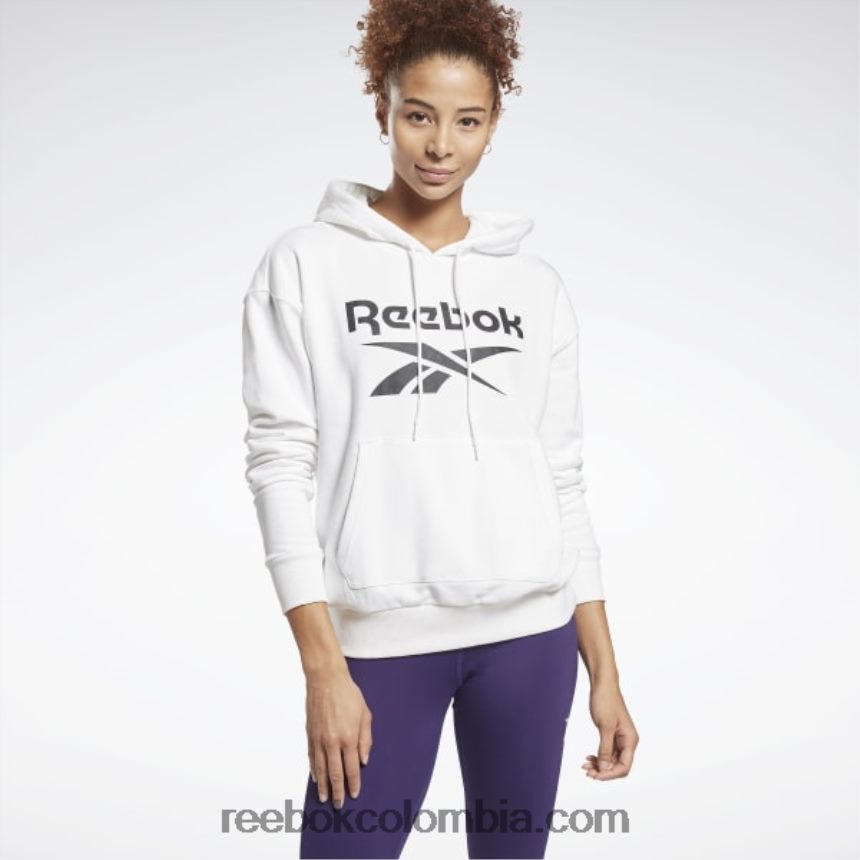 mujer blanco negro sudadera con capucha y logo de identidad Reebok D260LP989