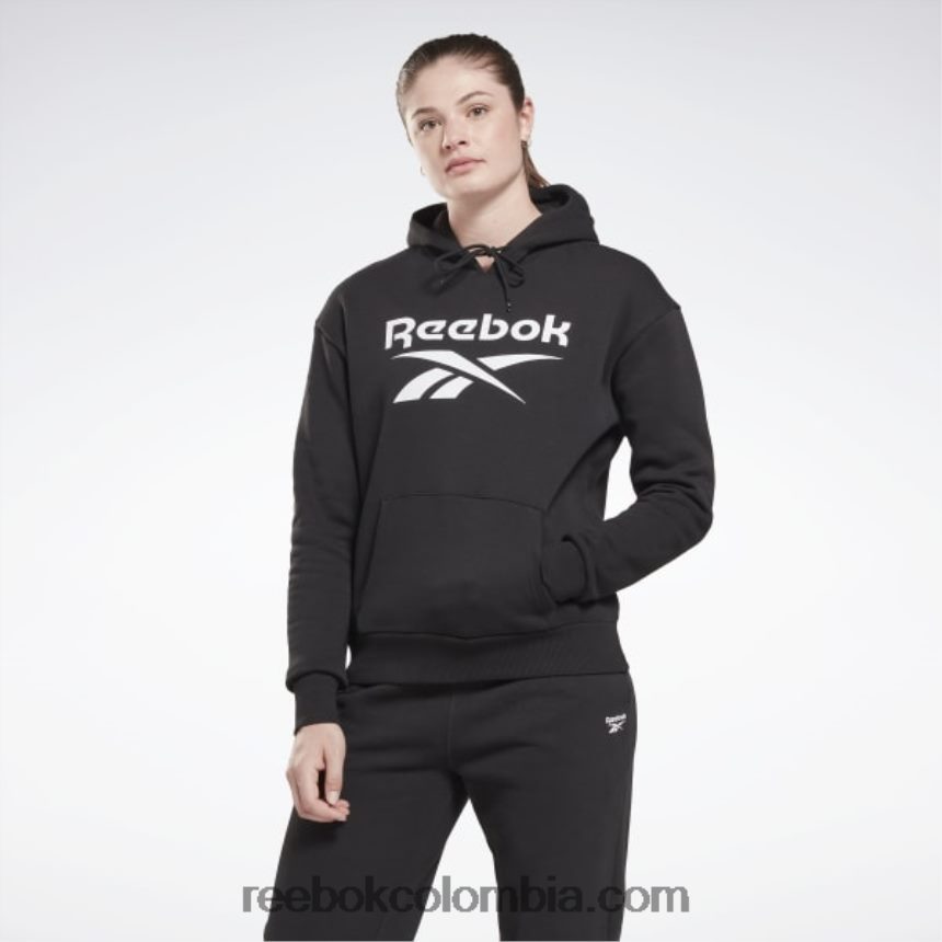 mujer negro sudadera con capucha y logo grande de identidad Reebok D260LP408