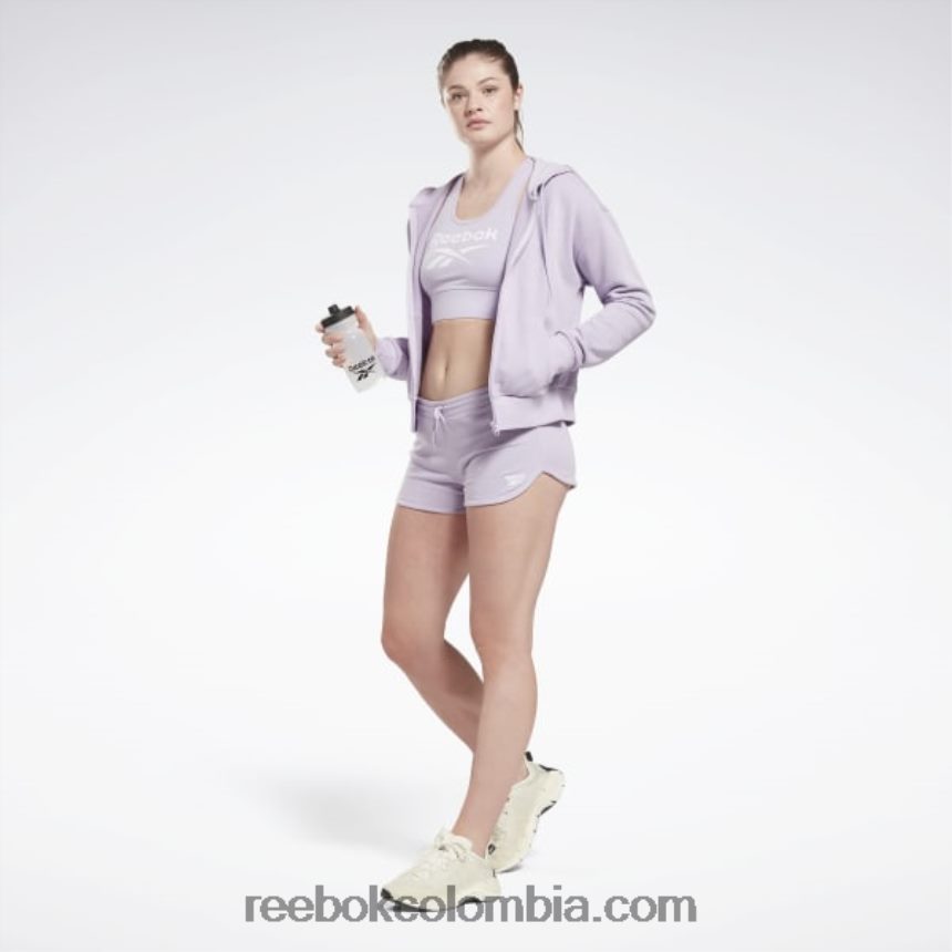 mujer oasis morado sudadera con cremallera y logo pequeño de felpa francesa Reebok D260LP648