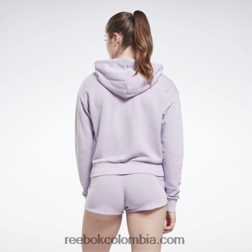 mujer oasis morado sudadera con cremallera y logo pequeño de felpa francesa Reebok D260LP648