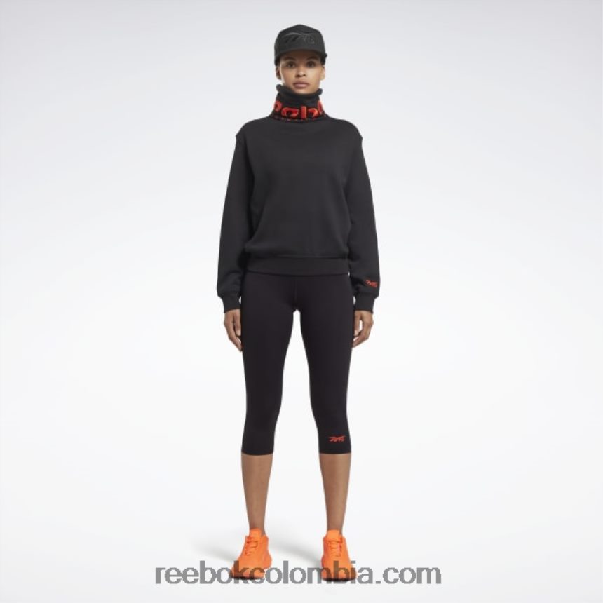 mujer negro/naranja última suéter victoria beckham con cuello desbocado Reebok D260LP401