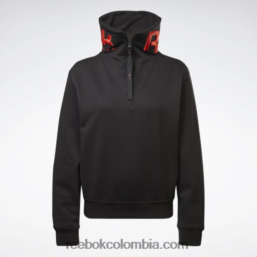 mujer negro/naranja última suéter victoria beckham con cuello desbocado Reebok D260LP401