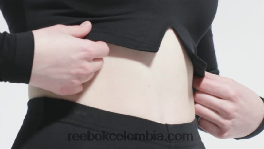 mujer negro polo clásico de manga larga Reebok D260LP669