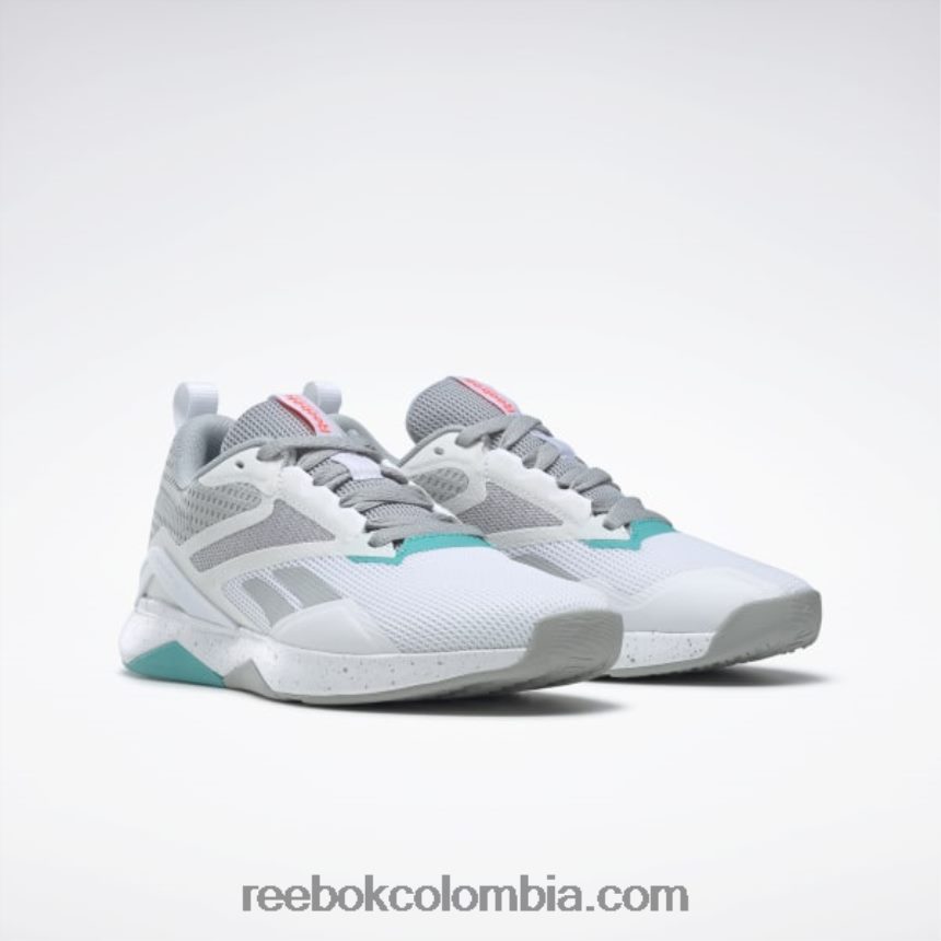 mujer gris puro 3/ftwr blanco/verde azulado clásico zapatillas de entrenamiento nanoflex tr 2.0 mujer Reebok D260LP90