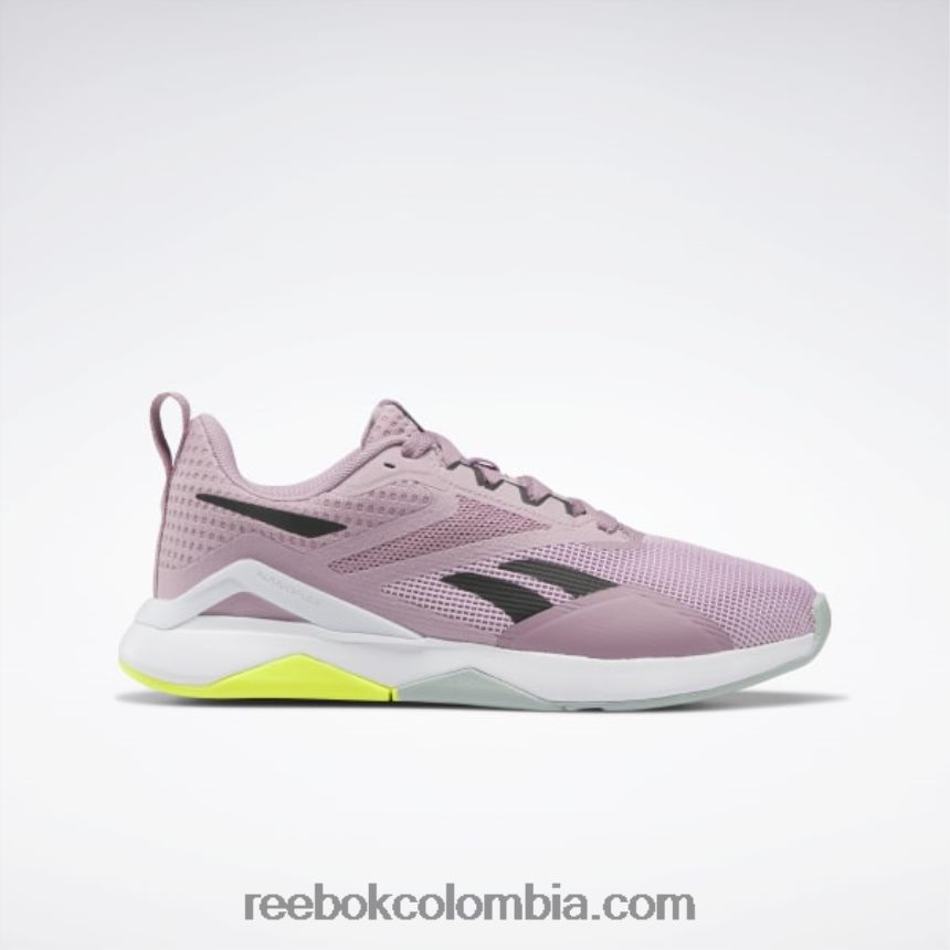 mujer lila infundido/negro núcleo/gris marino zapatillas de entrenamiento nanoflex tr 2.0 mujer Reebok D260LP196