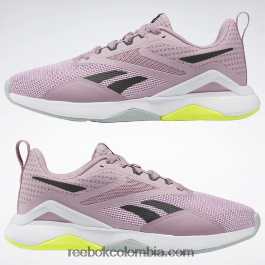 mujer lila infundido/negro núcleo/gris marino zapatillas de entrenamiento nanoflex tr 2.0 mujer Reebok D260LP196