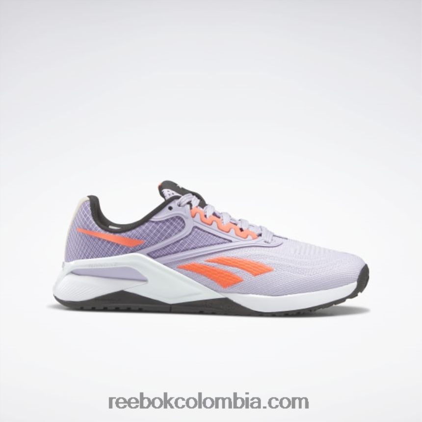 mujer oasis morado/llamarada naranja/negro central zapatillas de entrenamiento nano x2 para mujer Reebok D260LP43