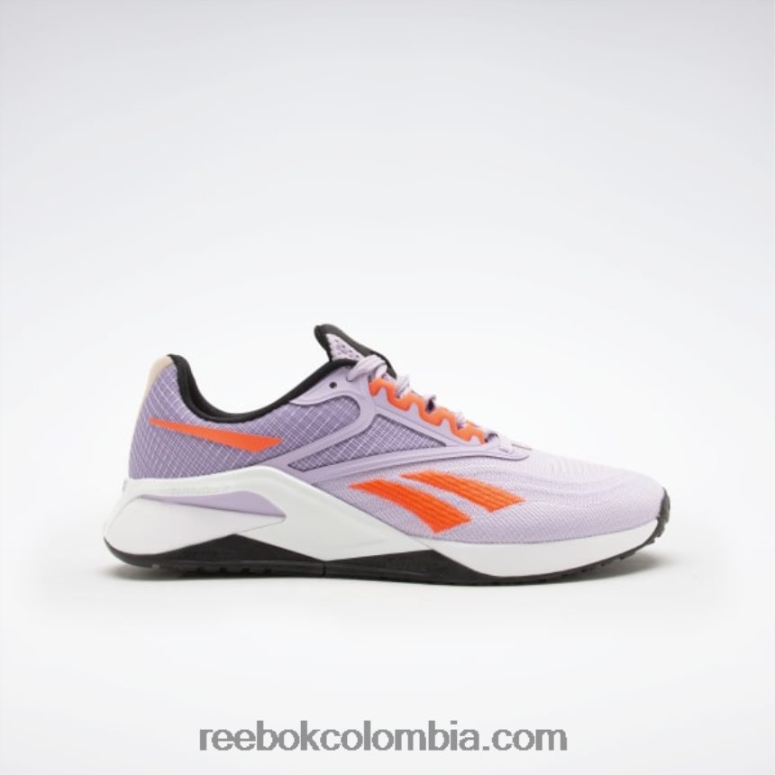 mujer oasis morado/llamarada naranja/negro central zapatillas de entrenamiento nano x2 para mujer Reebok D260LP43
