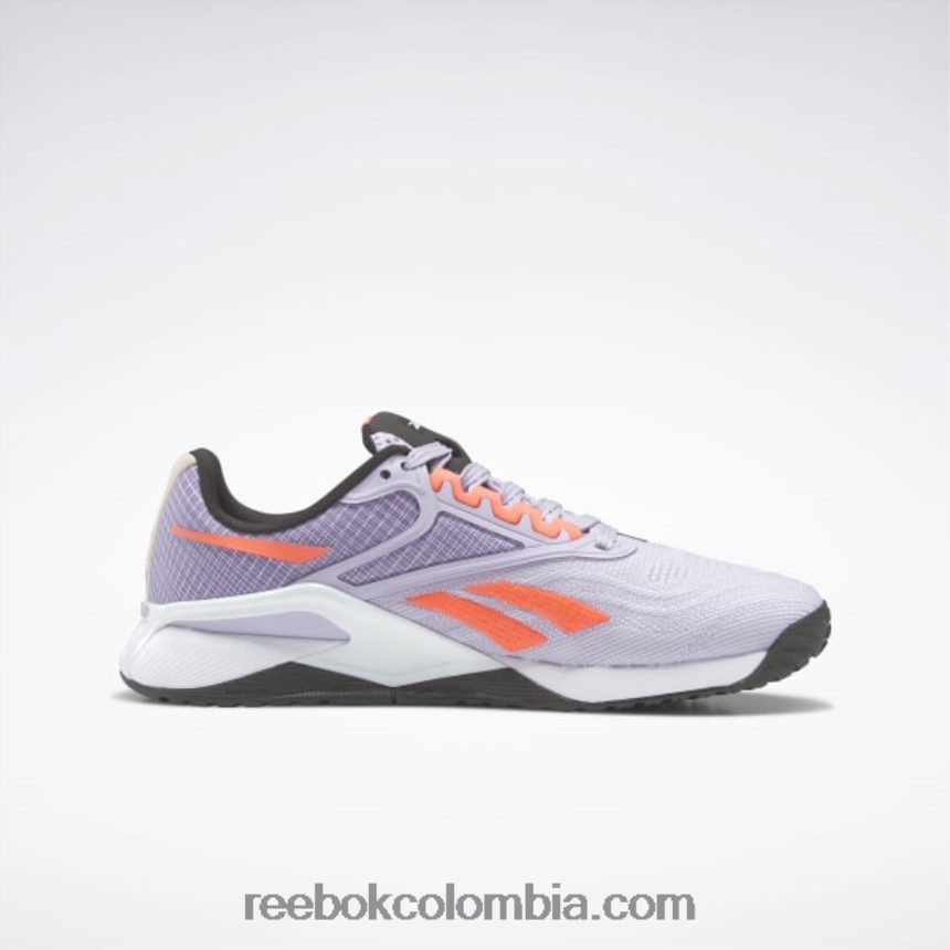 mujer oasis morado/llamarada naranja/negro central zapatillas de entrenamiento nano x2 para mujer Reebok D260LP43