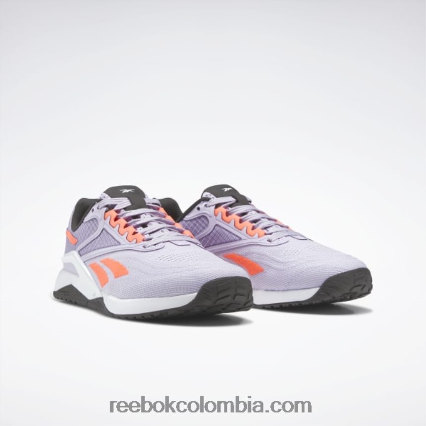 mujer oasis morado/llamarada naranja/negro central zapatillas de entrenamiento nano x2 para mujer Reebok D260LP43