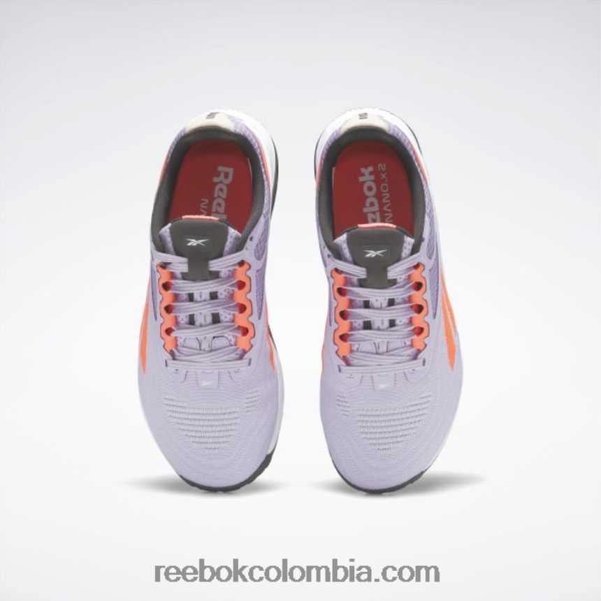 mujer oasis morado/llamarada naranja/negro central zapatillas de entrenamiento nano x2 para mujer Reebok D260LP43