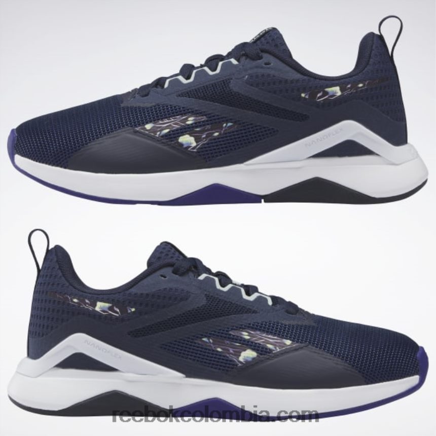 mujer vector azul marino/púrpura negrita/gris costero zapatillas de entrenamiento nanoflex tr 2.0 mujer Reebok D260LP202
