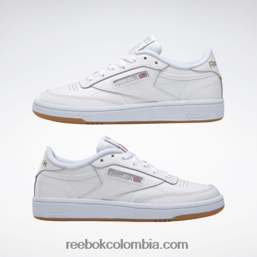 mujer blanco/gris claro/goma zapatos club c 85 Reebok D260LP57