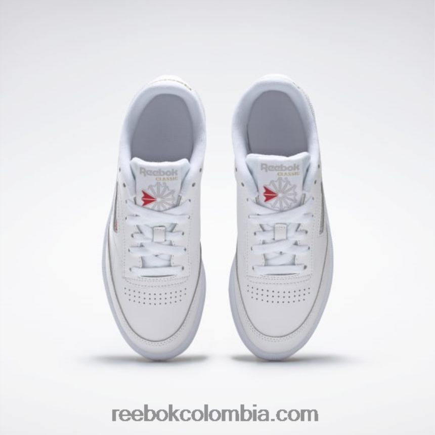 mujer blanco/gris claro/goma zapatos club c 85 Reebok D260LP57