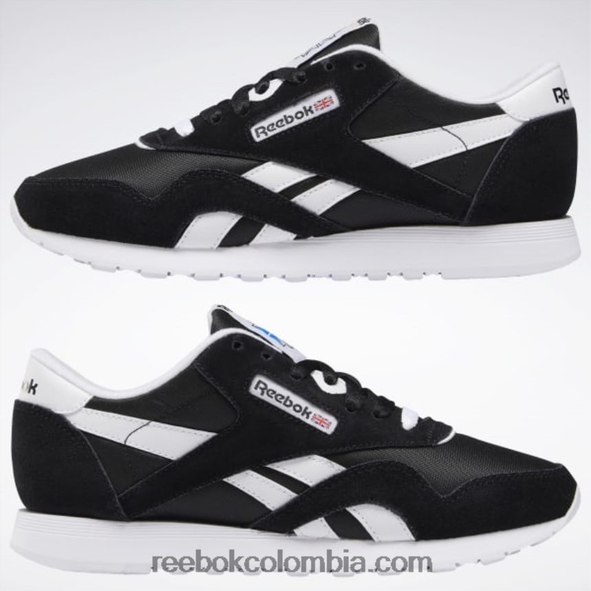 mujer blanco negro zapatos clásicos de nailon para mujer Reebok D260LP155