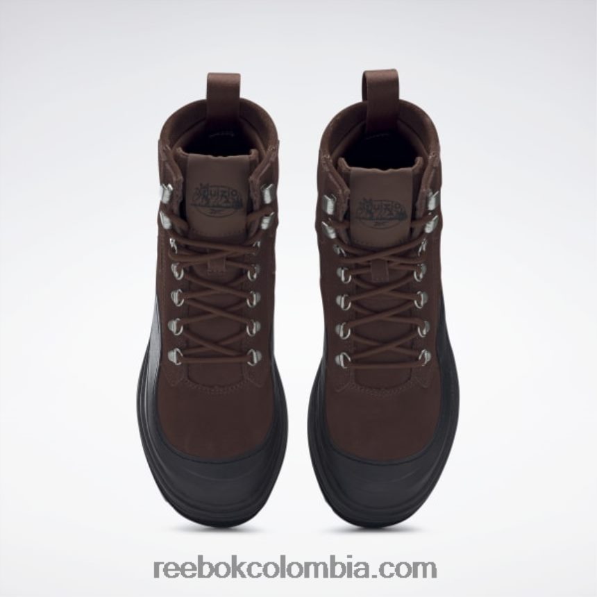 mujer cepillo marrón/núcleo negro danielle guizio club c zapatos de caña media con tacos Reebok D260LP226