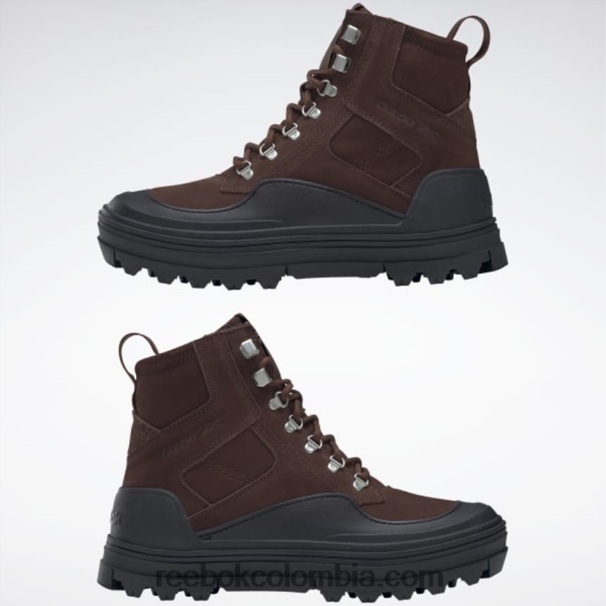 mujer cepillo marrón/núcleo negro danielle guizio club c zapatos de caña media con tacos Reebok D260LP226