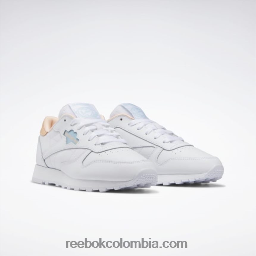 mujer ftwr blanco/azul perla/naranja aura zapatos de mujer de cuero clasicos Reebok D260LP424