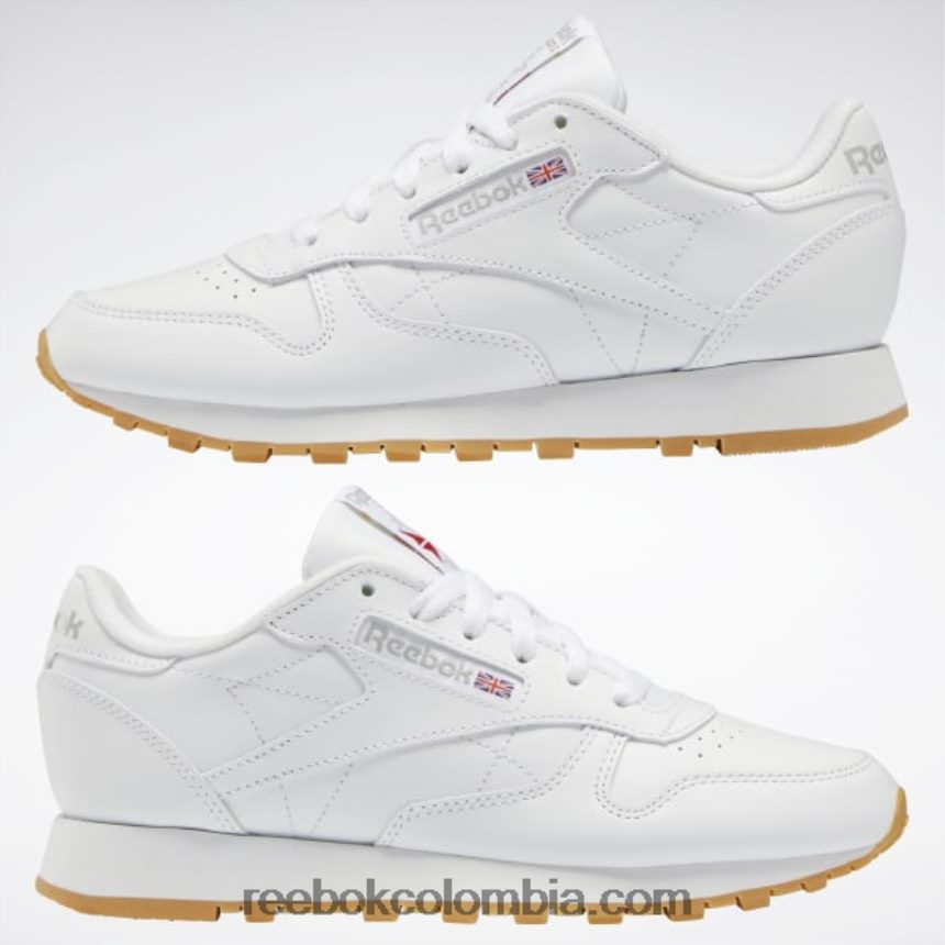 mujer ftwr blanco/gris puro 3/reebok rubber gum-03 zapatos de cuero clasicos Reebok D260LP55